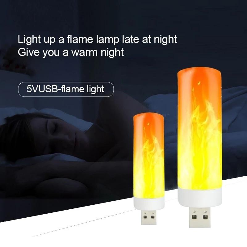 Đèn LED USB Mini Hình Ngọn Lửa Di Động Ánh Sáng Ban Đêm Đa Ứng Dụng