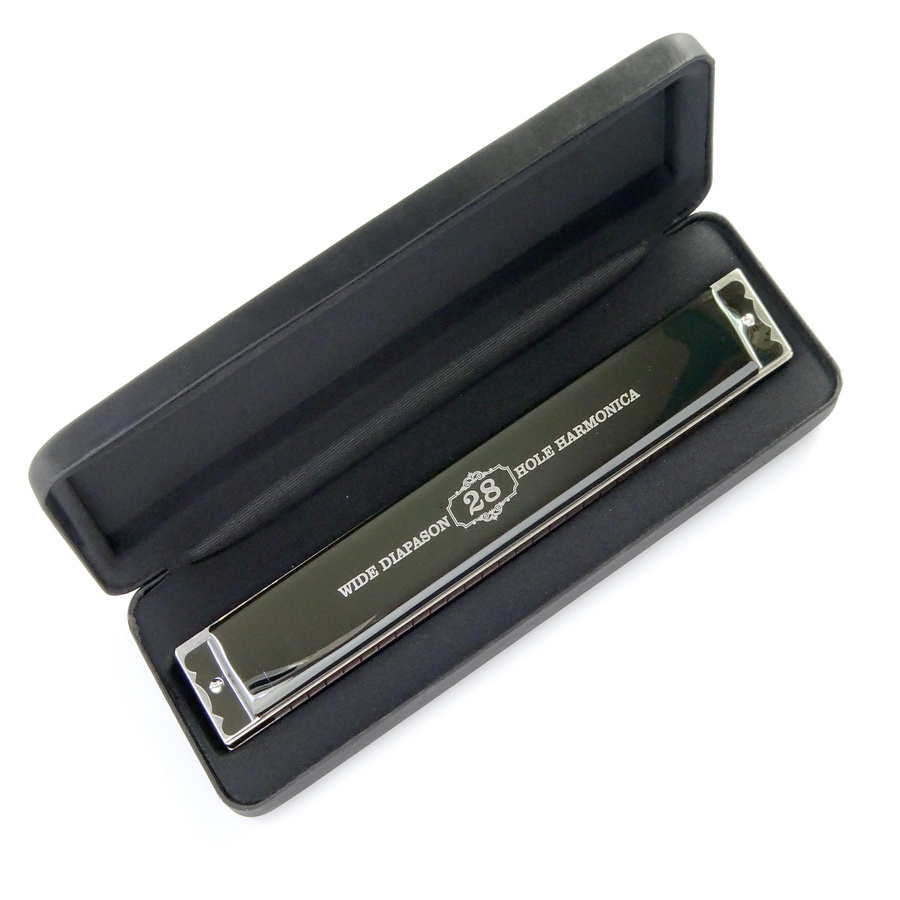 Kèn harmonica tremolo 28 lỗ Swan Wide Diapason SW28W Key C Đen Bóng