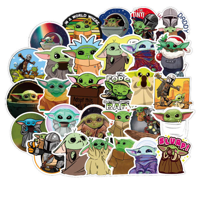 Set 60 Sticker Baby Yoda ảnh decal hình dán ép lụa