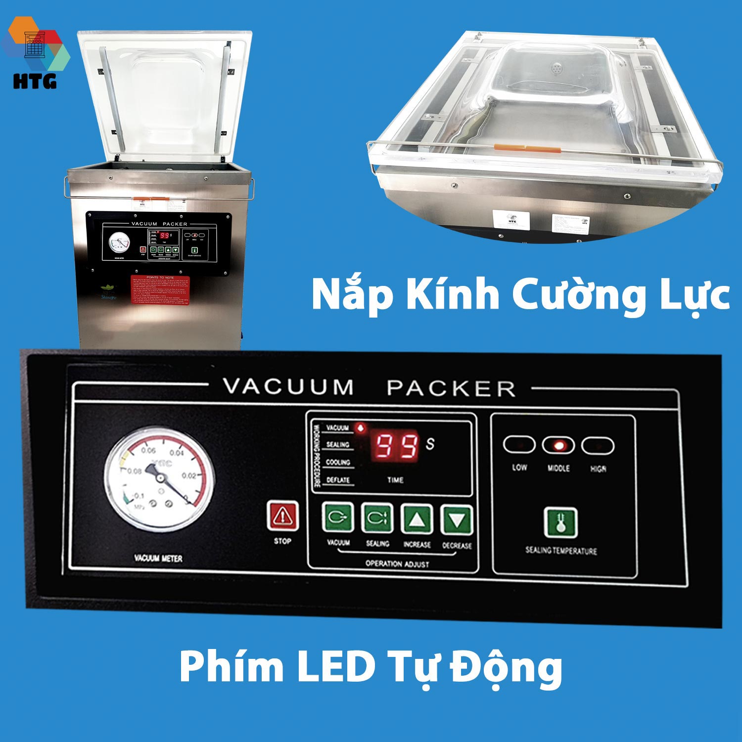 Máy hút chân không Shineye P400-2D thương mại, công nghiệp tự động bền bỉ, hút mọi loại túi nhựa thực phẩm, 2 đường hàn lớn dày 10mm hàn túi kín kẽ, độ chân không kiệt quệ, hút khô và hút nước, hàng chính hãng