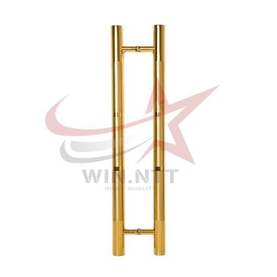 Tay Inox Vàng Tròn Đốt - Tay Nắm Cửa Kính Cường Lực, Cửa Nhôm.