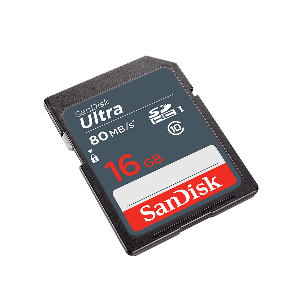 Thẻ nhớ SDHC Sandisk Ultra 16GB upto 80MB/s UHS-I (cho máy ảnh) - Hàng chính hãng