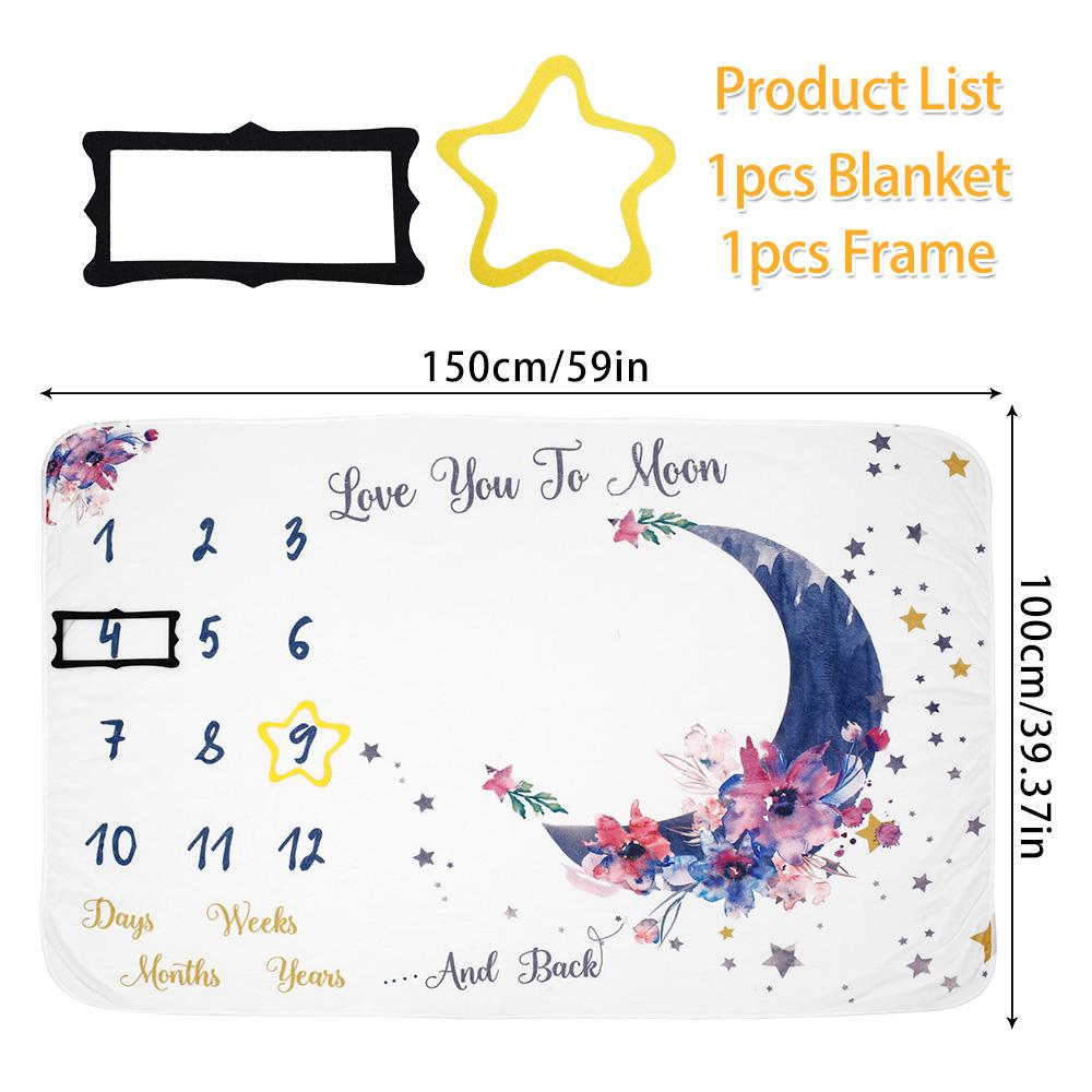 Dép Nỉ Cho Bé Cột Mốc Chăn Cho Bé Hàng Tháng Chăn Chụp Ảnh Em Bé Chăn Đạo Cụ Mặt Trăng Sao Sơ Sinh Hình Làm Video 100*150Cm