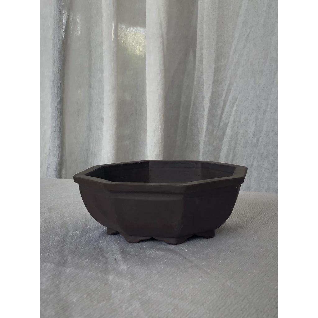 Bộ chậu lục giác mini màu ngẫu nhiên nâu, đen CK28 trồng hoa, cây cảnh để bàn, cây bonsai mini