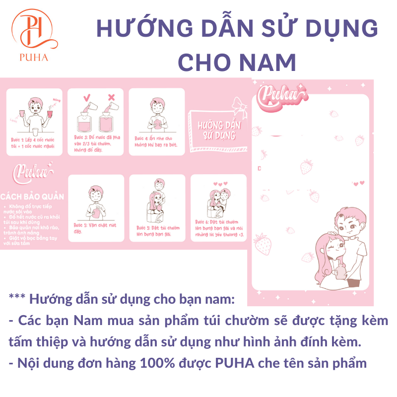 Combo Túi chườm nóng đau bụng kinh PUHA gồm túi chườm nóng, bịt mắt ngủ và túi vải mini dễ thương. món quà ý nghĩa tặng bạn gái, tặng bạn thân