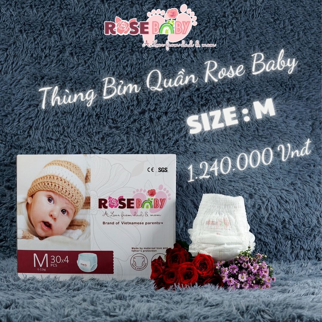 Thùng Bỉm Quần Rose Baby Size M30