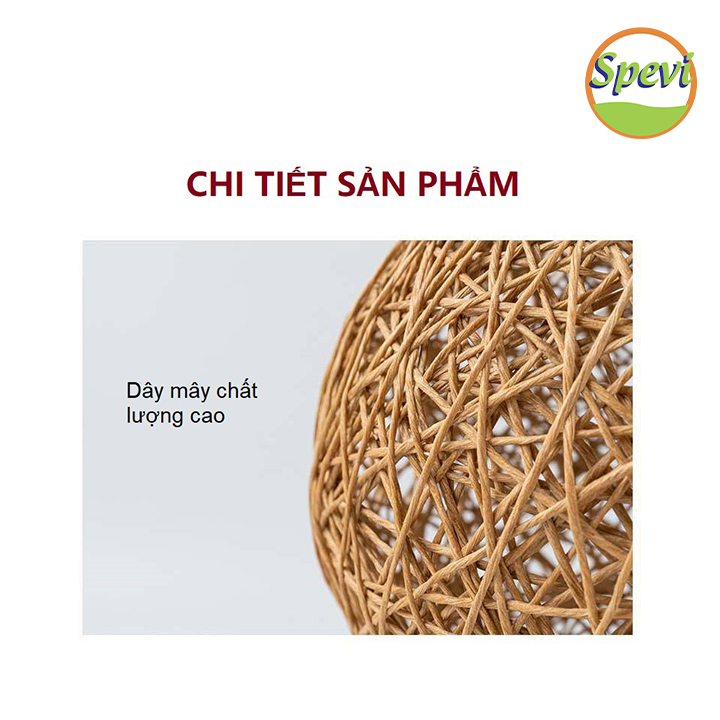 Đèn Ngủ Quả Cầu Mây Để Bàn SPEVI - Điều Chỉnh Độ Sáng, Làm Đèn Ngủ Trang Trí, Quà Sinh Nhật Cực Đáng Yêu, Đầu USB, Adapter USB Tiện Lợi, Đế Gỗ Xếp Sang Trọng, Bóng Đèn Led Vô Cùng Tiết Kiệm Điện - Hàng Chính Hãng