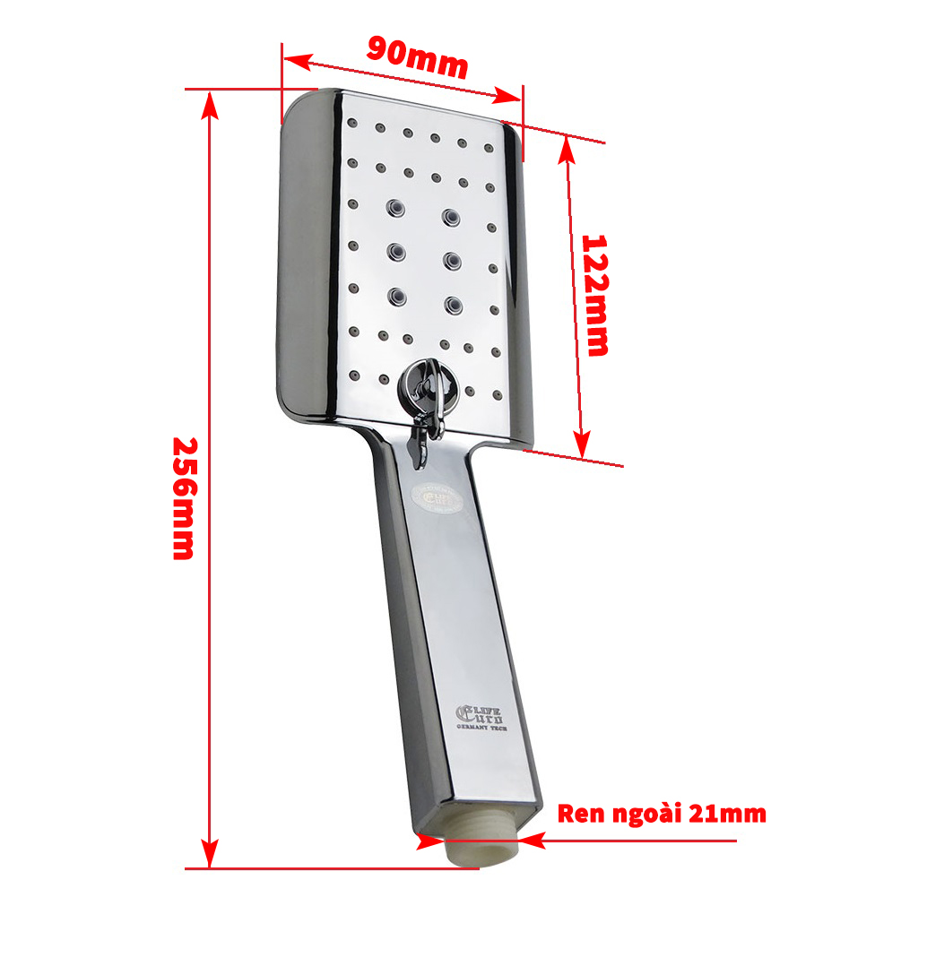 Bộ dây tay sen vuông 3 chế độ chảy chất liệu ABS mạ Chrome Eurolife EL-201SH (Trắng bạc)