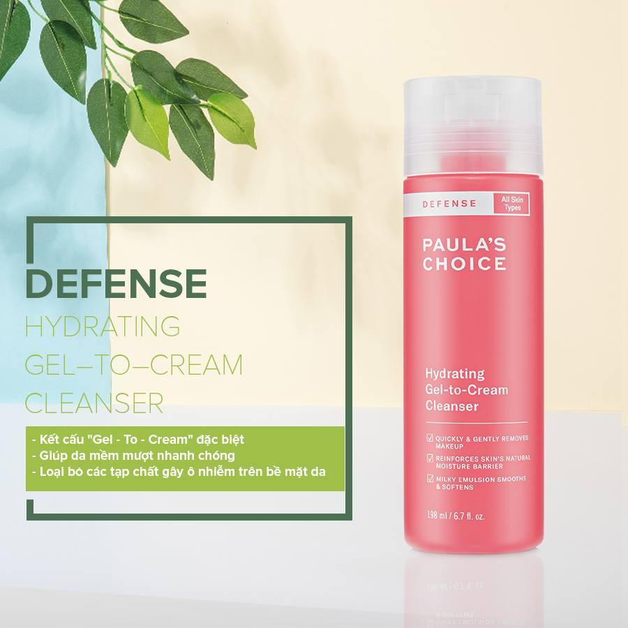 Sữa Rửa Mặt Bảo Vệ, Tăng Đề Kháng Mọi Loại Da Paula's Choice Defense Hydrating Gel To Cream Cleanser 198ml
