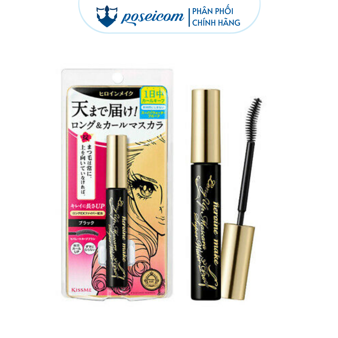 Mascara Chống Trôi Siêu Bền Giúp Nâng Cong Và Dày Mi Tối Đa Màu Đen Kissme Heroine Mascara Super WP