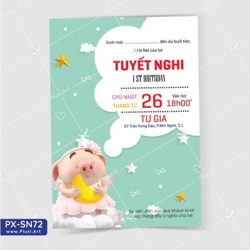 Thiệp thôi nôi – sinh nhật theo yêu cầu Pluxi