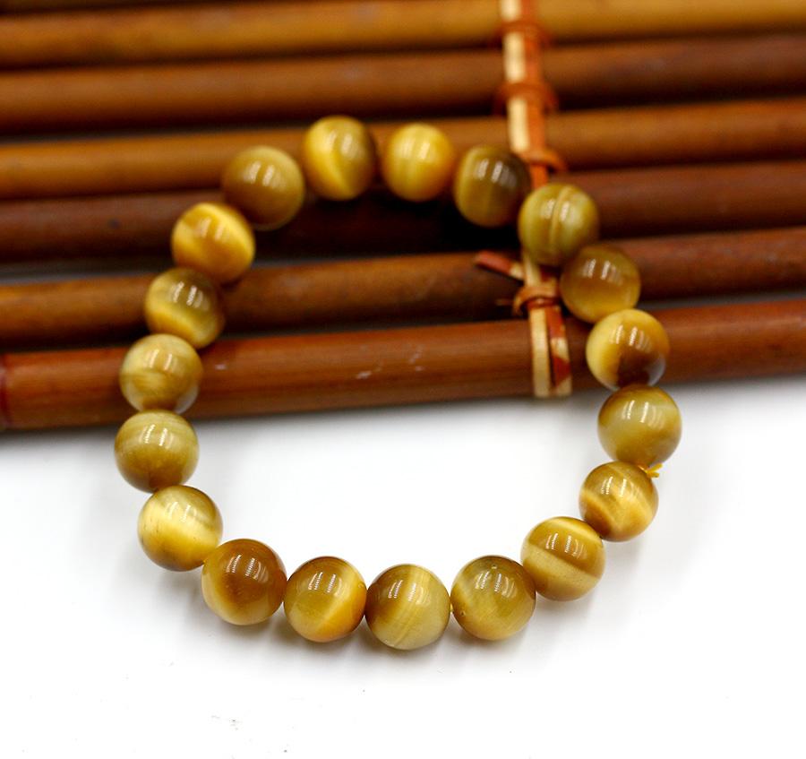 Vòng Tay Đá Mắt Hổ Vàng Tâm 10MM