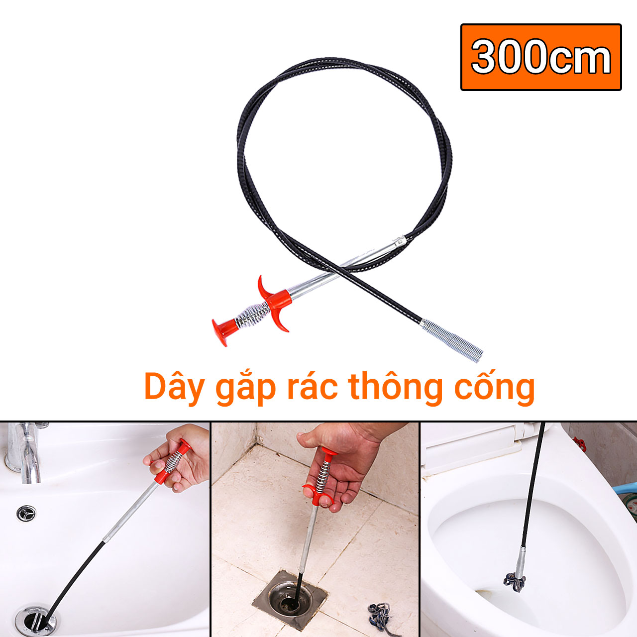 Dây gắp rác thông cống 300cm