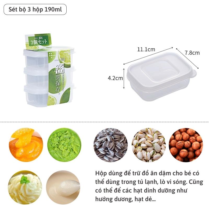 Hộp nhựa đựng thực phẩm dùng được trong lò vi sóng các size 80ml 90ml 160ml 190ml Nhật Bản AD01 - 3 hộp 190ml - 164487