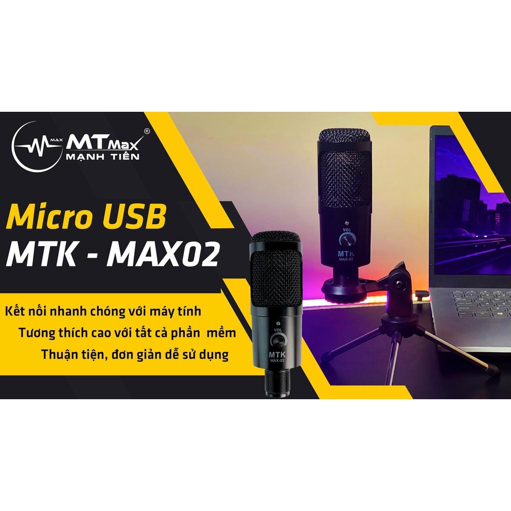 Combo thu âm livestream tiện lợi micro Max02 không cần sound card tặng kèm kẹp micro, màng lọc, giá đỡ điện thoại