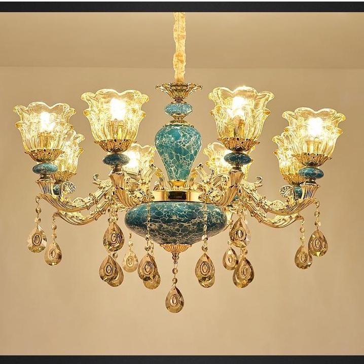 Đèn chùm trang trí ROYA phong cách Châu Âu hiện đại sang trọng loại 8 tay - Tặng kèm bóng LED đầy đủ