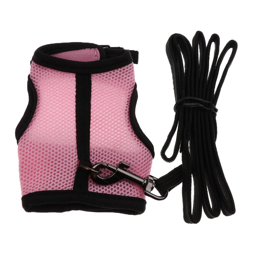 2x Hamster Rabbit Guinea Pig Rat Ferret Breathable Mesh Harness Leash Pink S
