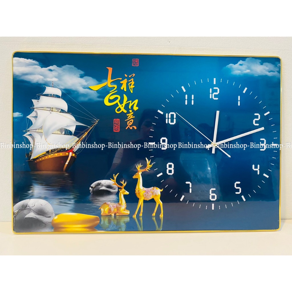 (CÓ ẢNH THẬT) Tranh đồng hồ tráng gương thuận buồm xuôi gió tặng kèm pin và đinh 3 chân