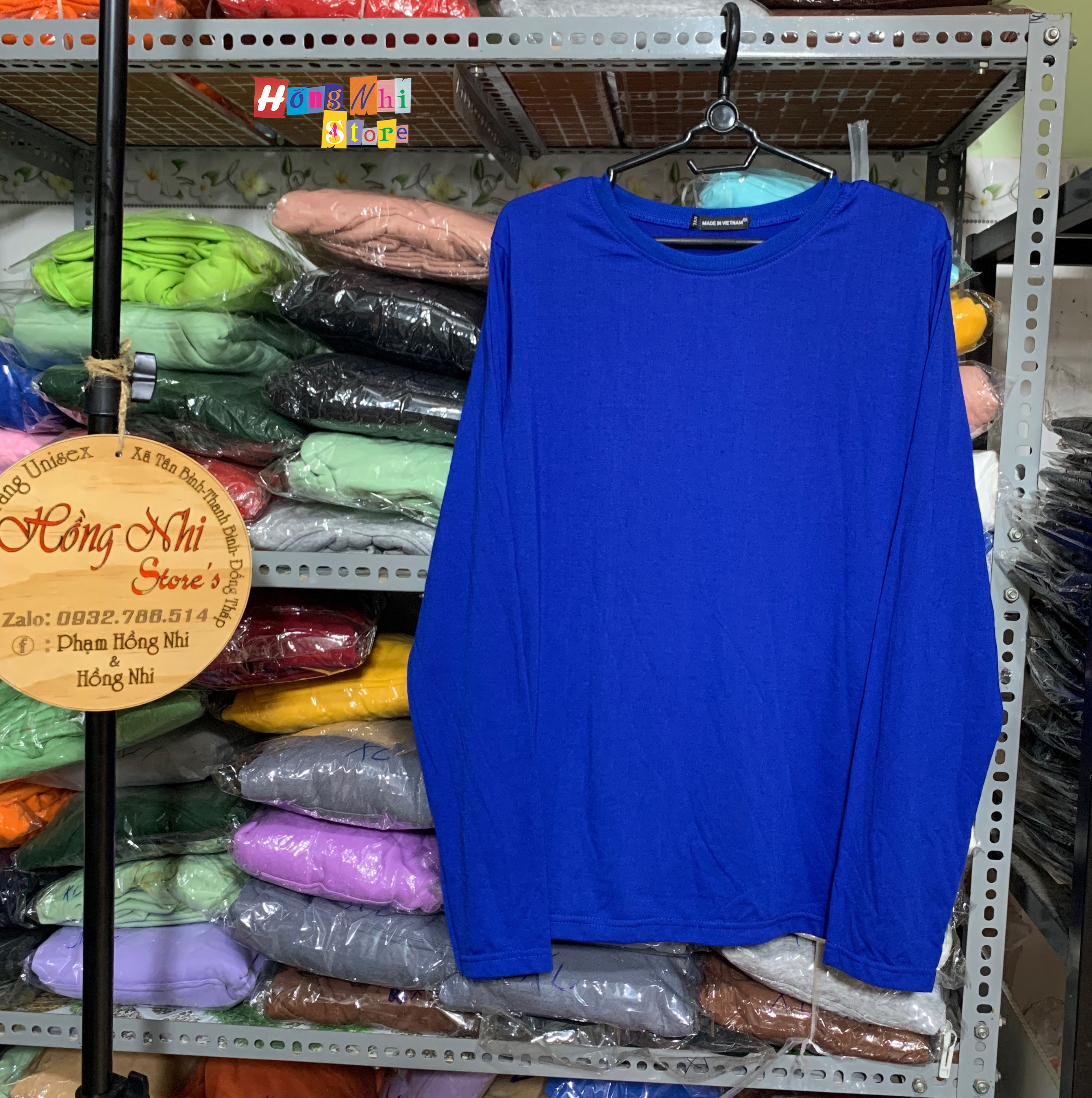 Áo Thun Tay Dài Trơn Dáng Rộng Màu Xanh Long Tee Blue Unisex - MM
