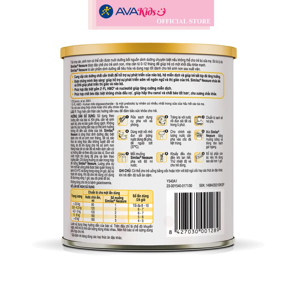 Sữa bột Similac Neosure 370g (0 - 12 tháng) cho trẻ sinh non, nhẹ cân - Hàng chính hãng