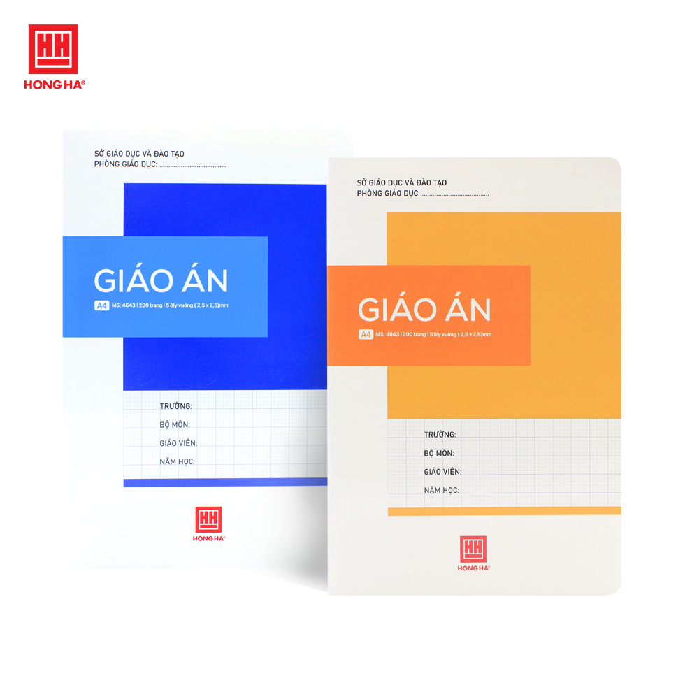 Sổ giáo án 5 ô ly kích thước A4 Hồng Hà 200 trang định lượng 70gsm - 4643