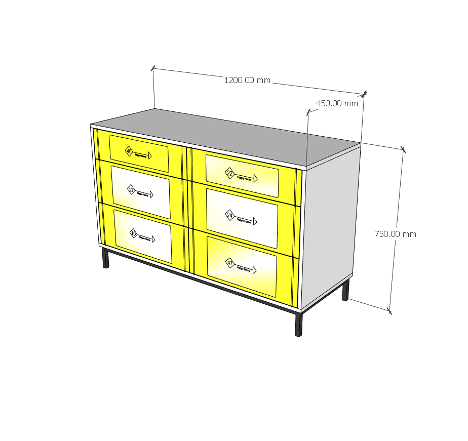 [Happy Home Furniture] TAKO, Tủ lưu trữ 6 ngăn kéo - chân sắt , 120cm x 45cm x 75cm ( DxRxC), THK_133