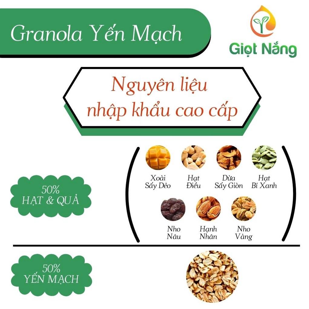 Granola ngũ cốc yến mạch giảm cân ăn kiêng dinh dưỡng không đường 500g từ Nông Sản Sạch Giọt Nắng