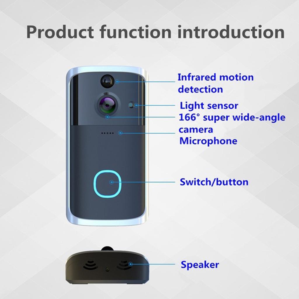 Silver Wifi Video Doorbell Wire-Free Camera Chime Security  Intercom AU