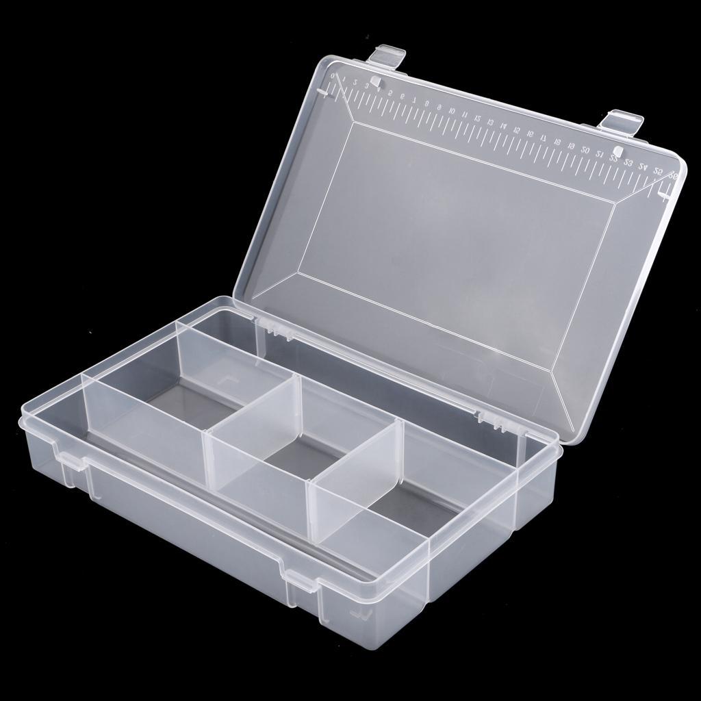 5 Compartments Clear Plastic Fishing Tackle Box Lures Bait Storage Case