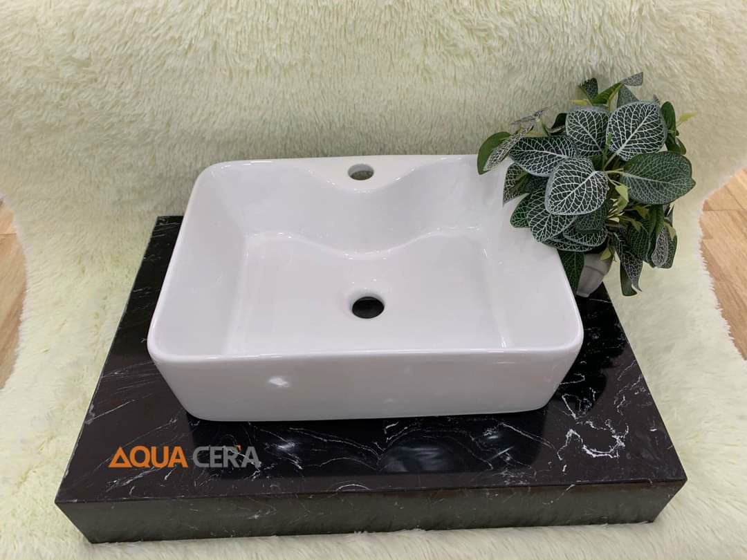 Chậu rửa mặt đặt bàn màu trắng sứ - Lavabo đặt bàn