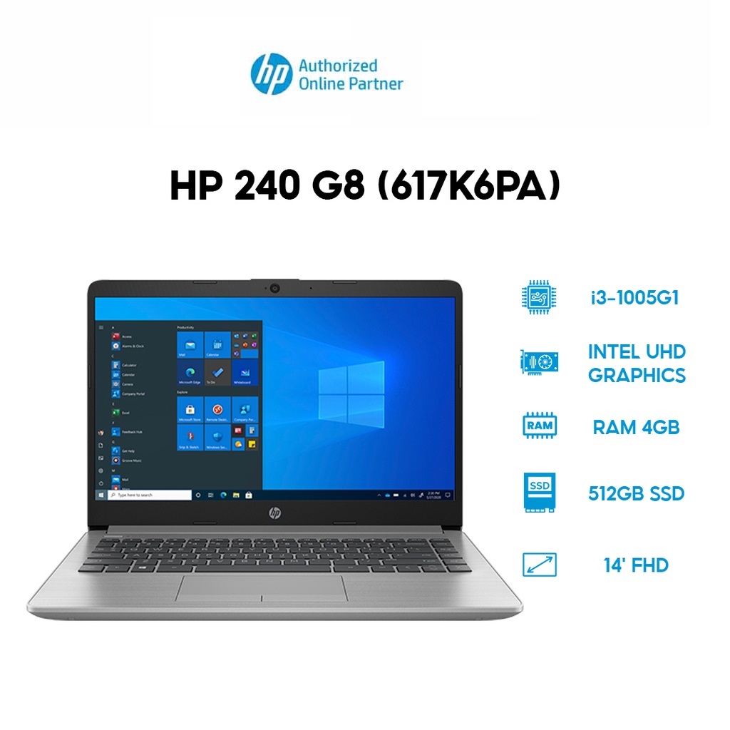 Laptop HP 240 G8 617K6PA i3-1005G1  4GB  512GB  Intel UHD Graphics  14' FHD  W11 Hàng chính hãng