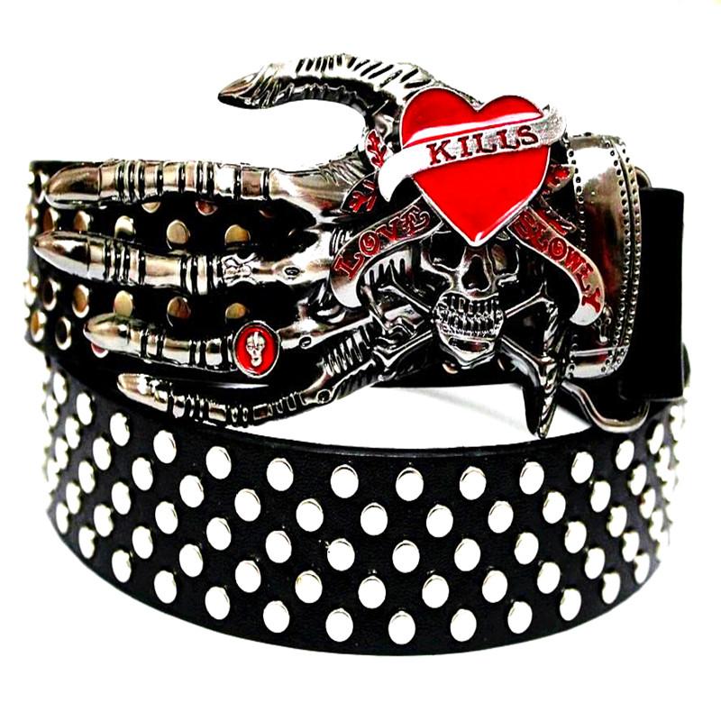 Năm 2020 Thời Trang Nam Punk Dây Đầu Lâu Nhảy Đường Phố Full Đinh Tán Thắt Lưng Kim Loại Nặng Rock Dây Đeo Hông Hợp Hộp Đêm Dây Da SKMEI cá Tính