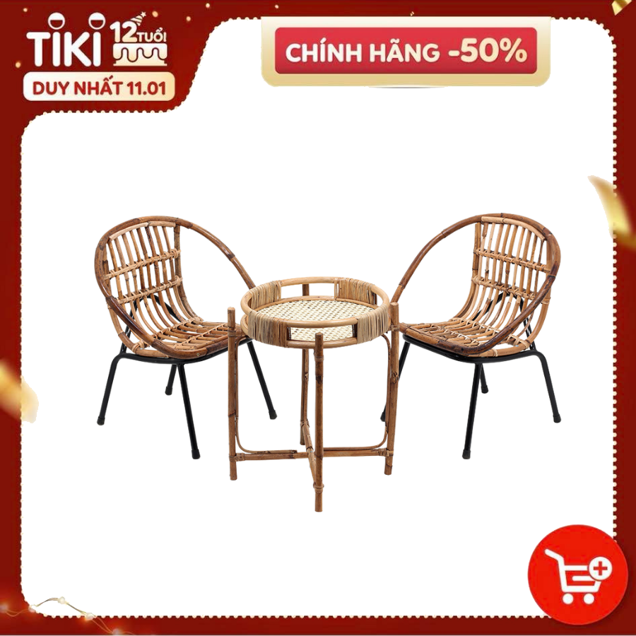 (Combo siêu tiết kiệm) Bộ bàn ghế mây sò tự nhiên phù hợp cho quán cafe / bộ decor gia đình / ban công / Homestay