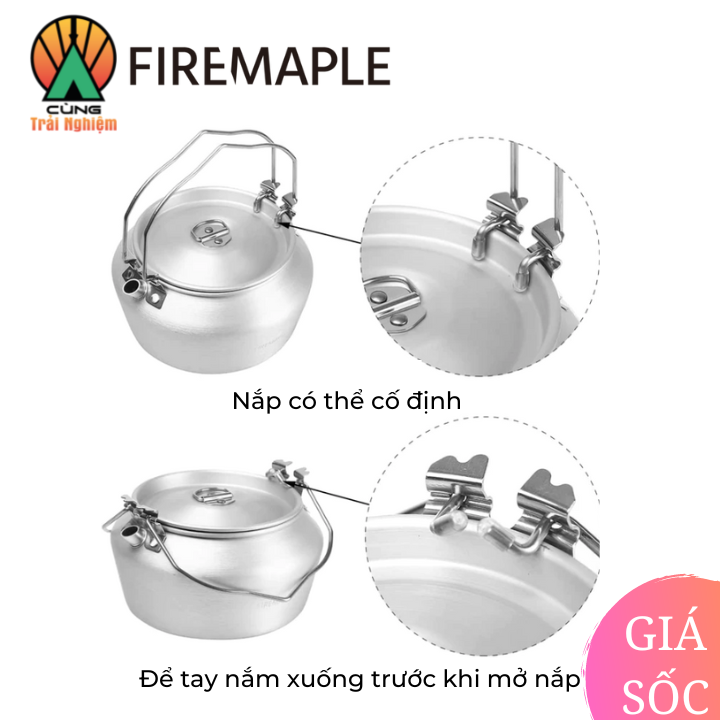 Ấm Đun Nước 1.2L siêu tốc hợp kim nhôm Fire Maple Chuyên Dụng Dã Ngoại FMC-NIMBUS-1200