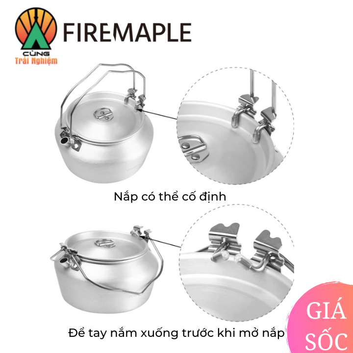 [CHÍNH HÃNG] Ấm Đun Nước 1.2L siêu tốc hợp kim nhôm  Fire Maple Chuyên Dụng Dã Ngoại FMC-NIMBUS-1200