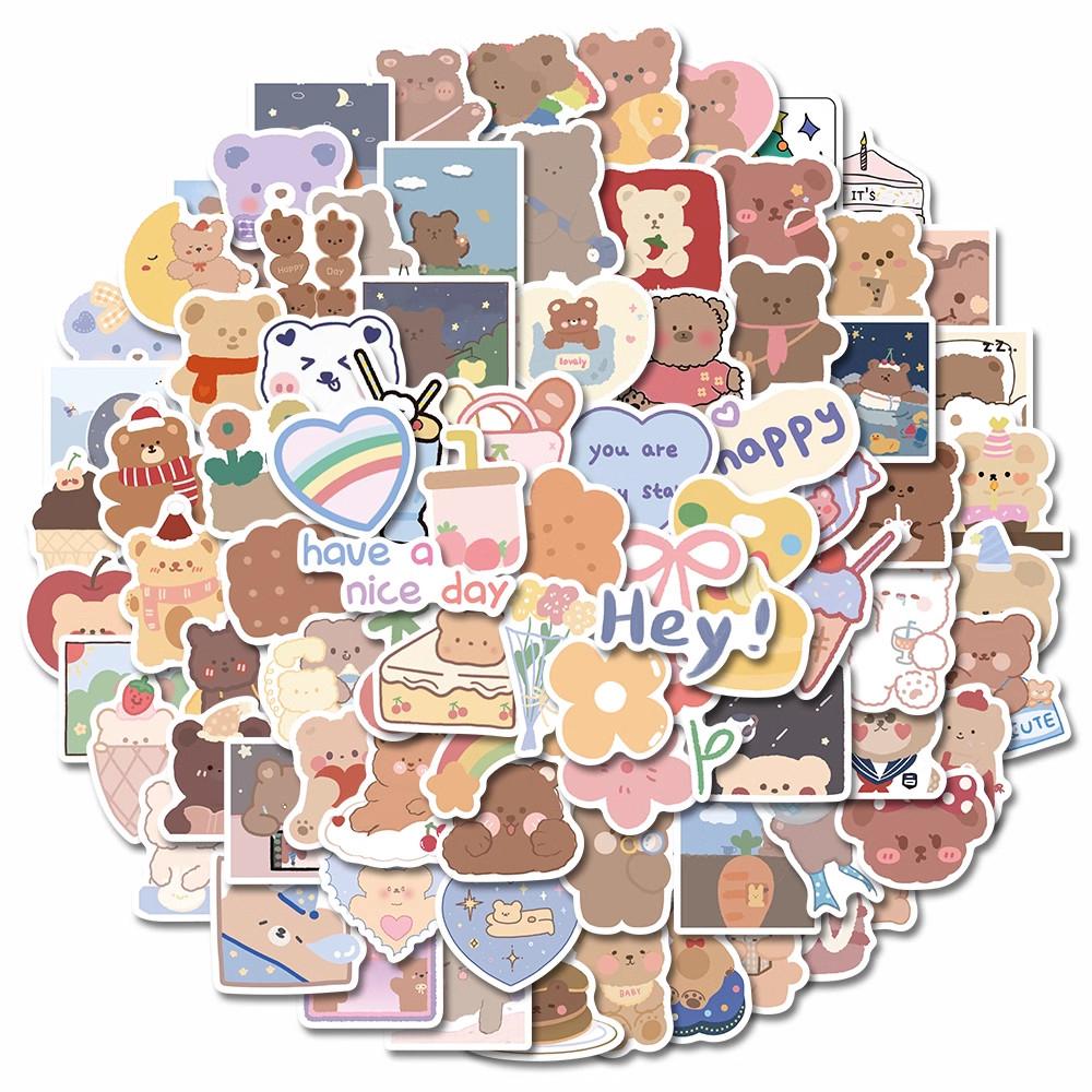 Sticker gấu phong cách hàn quốc hoạt hình cute trang trí mũ bảo hiểm,guitar,ukulele,điện thoại,sổ tay,laptop-mẫu S17