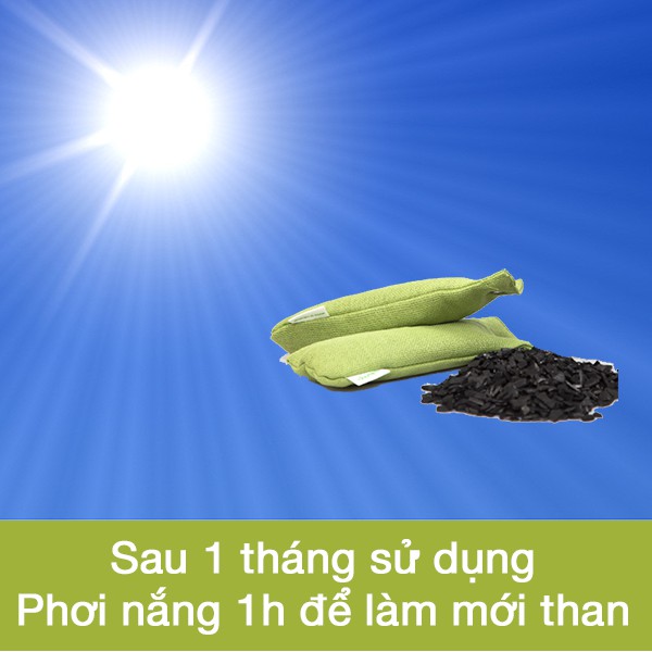 Túi than hoạt tính khử mùi giày - 100% từ gáo dừa Bến Tre (Hộp 2 túi) - Hapaku