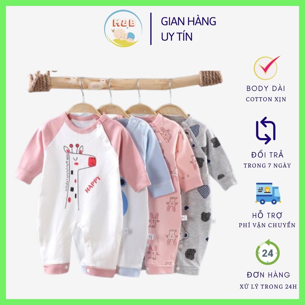 Bodysuit cho bé bộ body dài tay liền thân cho bé trai gái sơ sinh 3 - 12kg hàng Quảng Châu vải cotton xịn đẹp – BD06