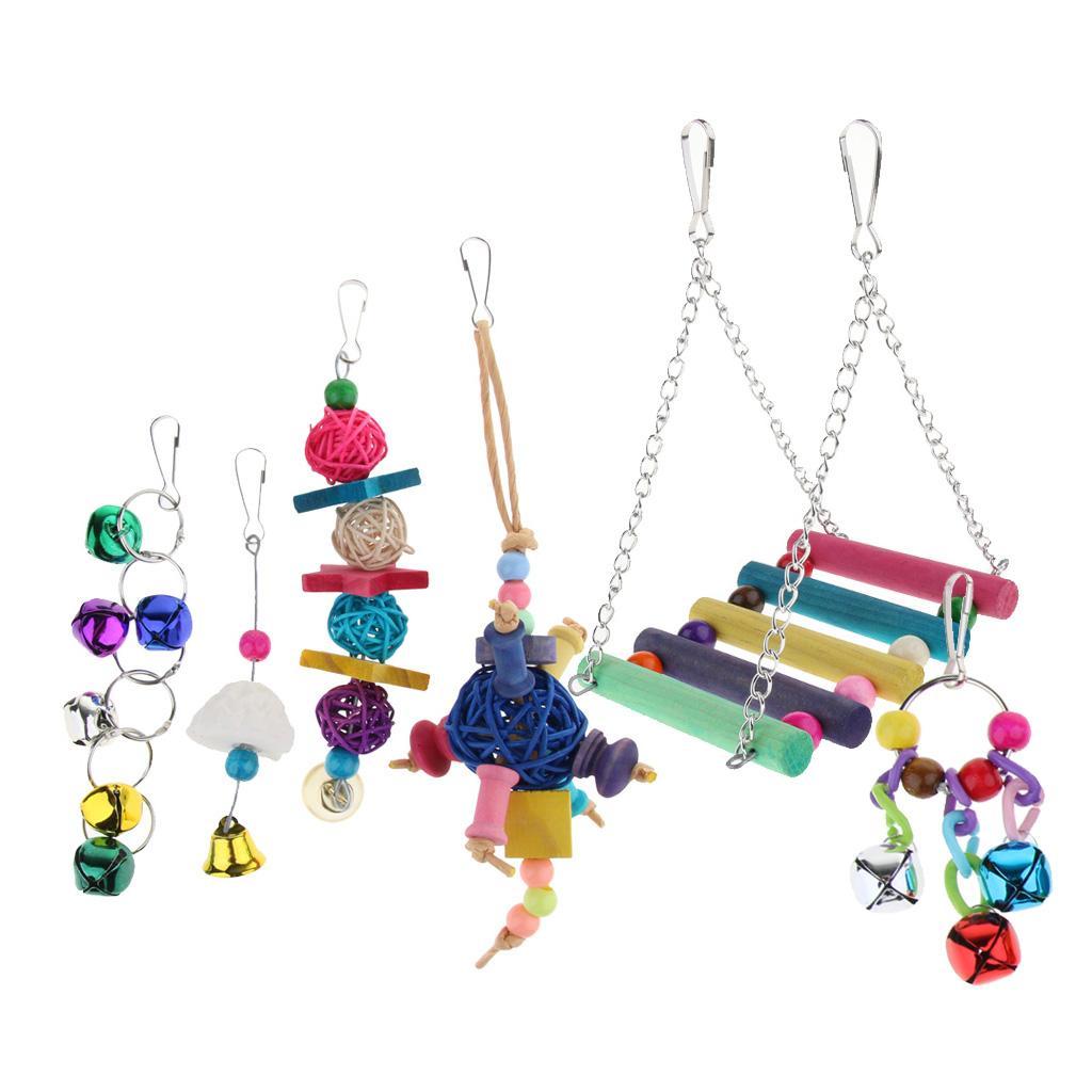 6PCS Parakeet Bird Toys Parrot Perches Swing