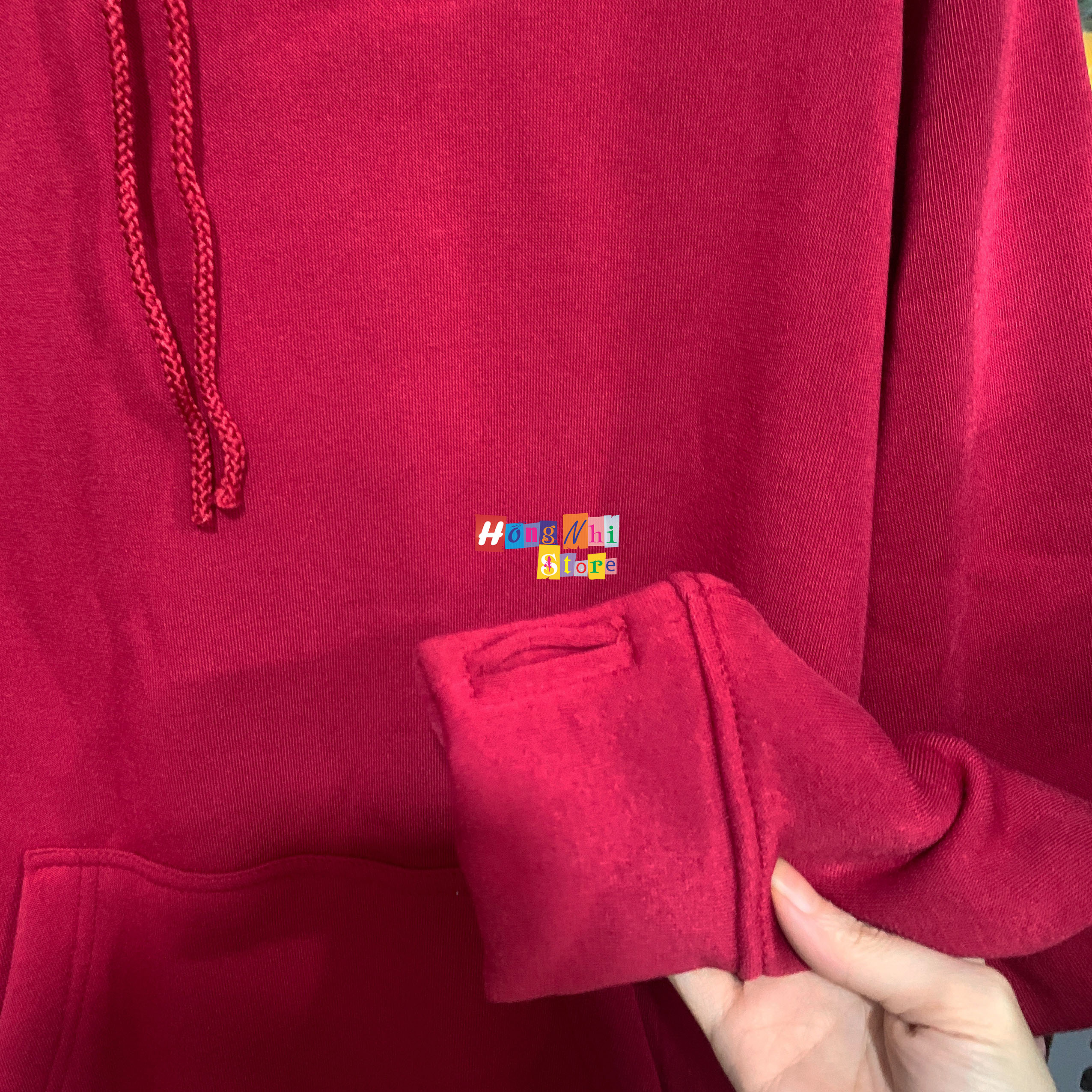 Áo Hoodie Trơn Màu Đỏ Đơn Cao Cấp Dáng Rộng Unisex Nam Nữ Mặc Được - MM