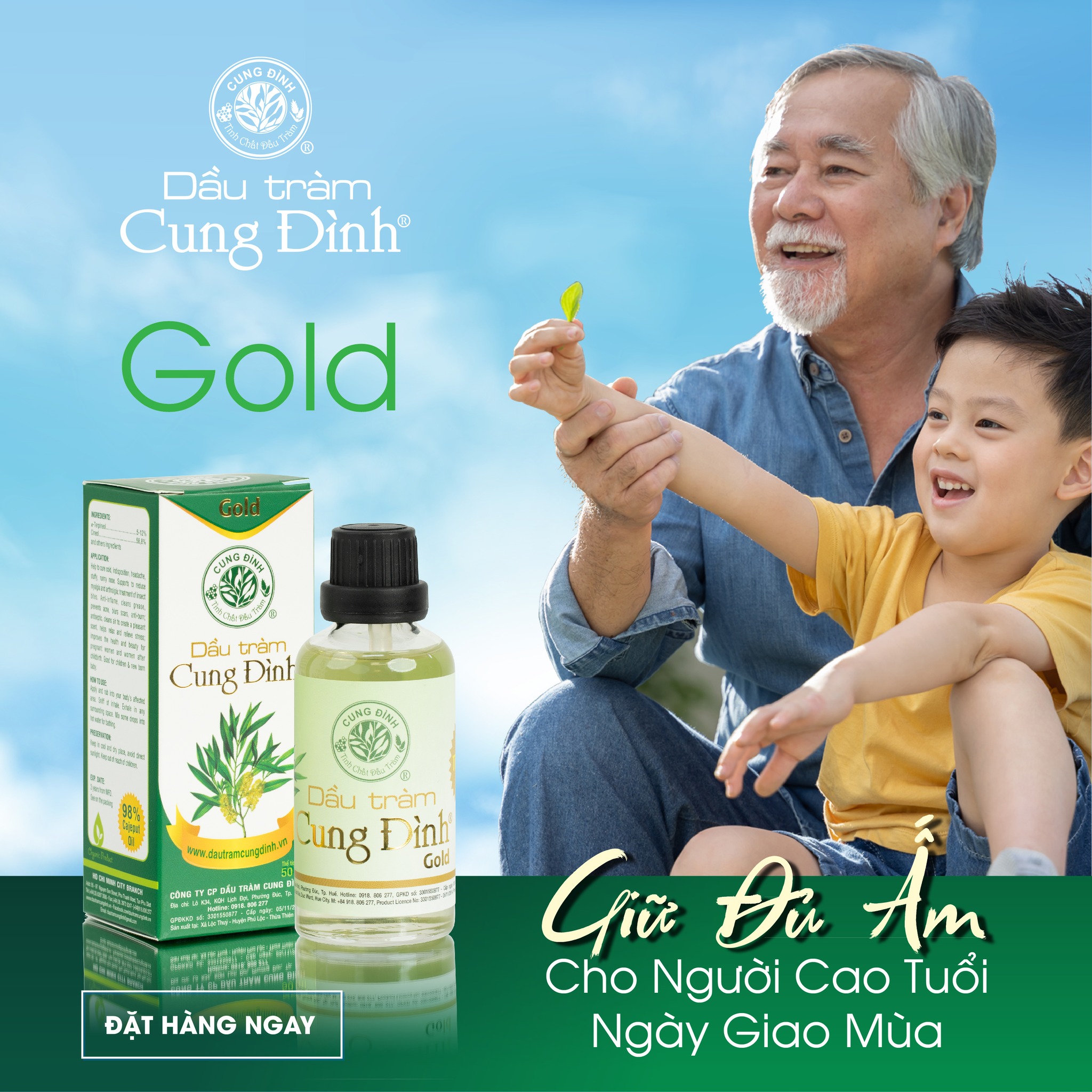 Dầu tràm Cung Đình - Gold (50ml) | Dầu tràm Huế 100% nguyên chất