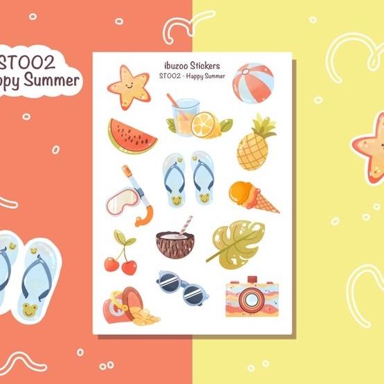 Hình ảnh Sticker sheet happy summer - chuyên dán, trang trí sổ nhật kí, sổ tay | Bullet journal - Unim029