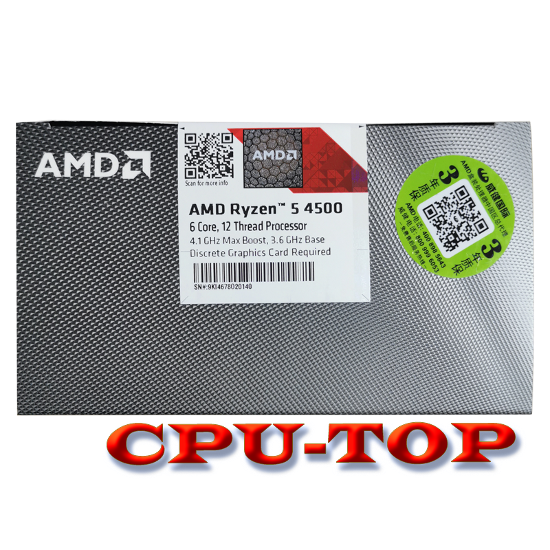 Bộ xử lý CPU AMD Ryzen 5 4500 R5 4500 3,6 GHz 6 nhân 12 luồng 7NM L3=8M 100-000000644 Socket AM4 Kín Bao gồm cả quạt