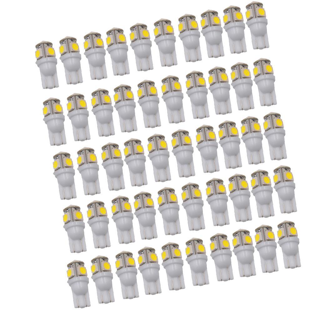 50pcs T10 5050 5SMD 6000K White LED Light Bulbs Car Gauge Instrument