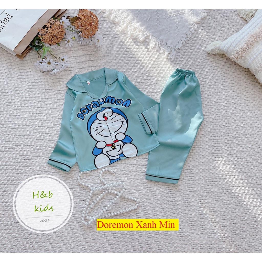 Bộ Mặc Nhà Lụa dài tay cao cấp - Pijama Lụa 3D Chất Mềm Mịn An Toàn Cho Da Bé