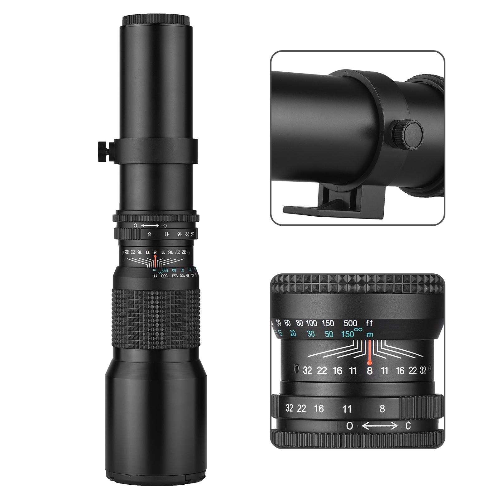 Andoer 500-1000mm f/8 Camera Telephoto Lens Manual Focus with 2X Converter Lens Cover Lens Protector Carry Bag for Nikon