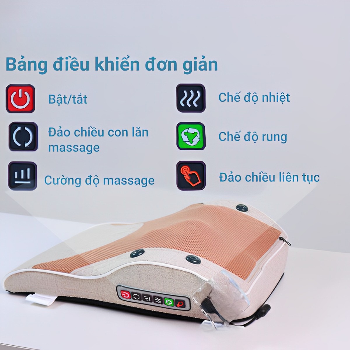 Gối massage cổ vai gáy, Máy massage lưng hồng ngoại trị liệu 16 đầu bi massage cùng chế độ rung SA-L16