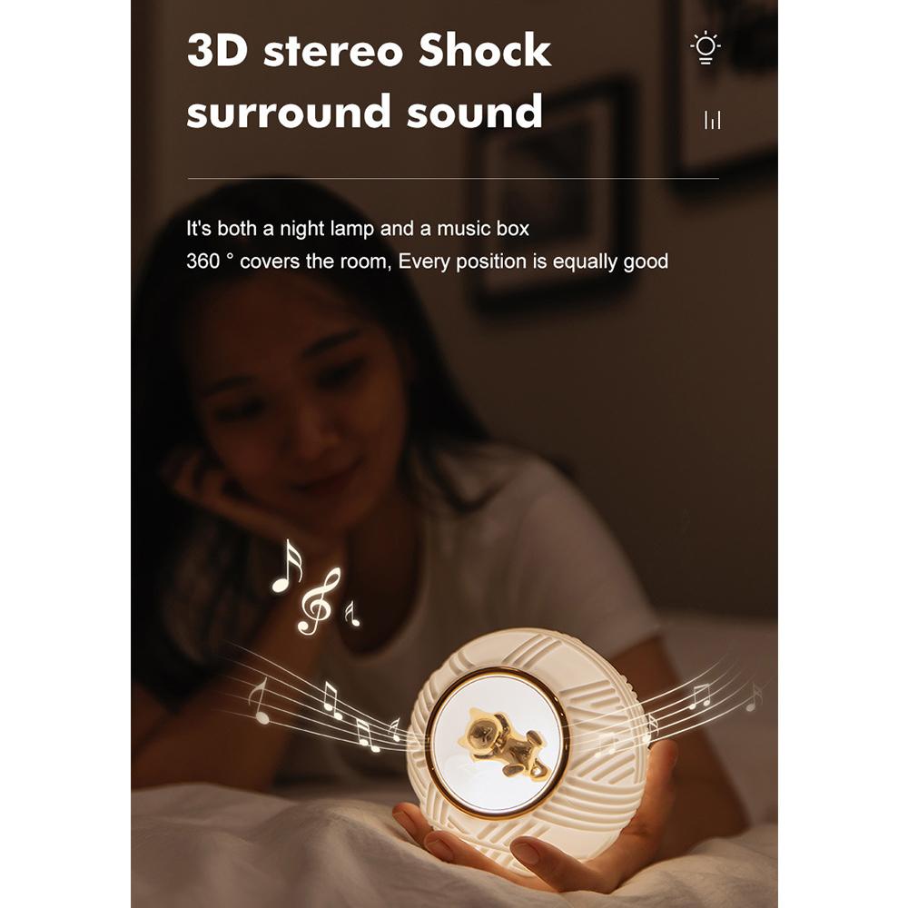 Kids Night Light USB Music Player with Auto-Off Timer Built-in 800mAh Rechargeable Battery 3 Brightness Levels Baby Sleep Soother Lamp for Living Room Bedroom Bedside Nursery
