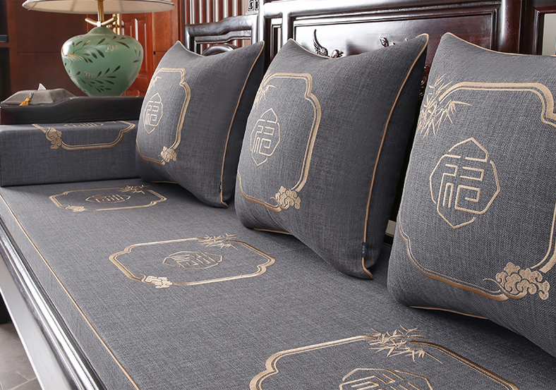GỐI TỰA LƯNG SOFA,TỰA LƯNG VĂN PHÒNG PHONG CÁCH TÂN CỔ ĐIỂN HỌA TIẾT TRÚC XANH 45x45CM