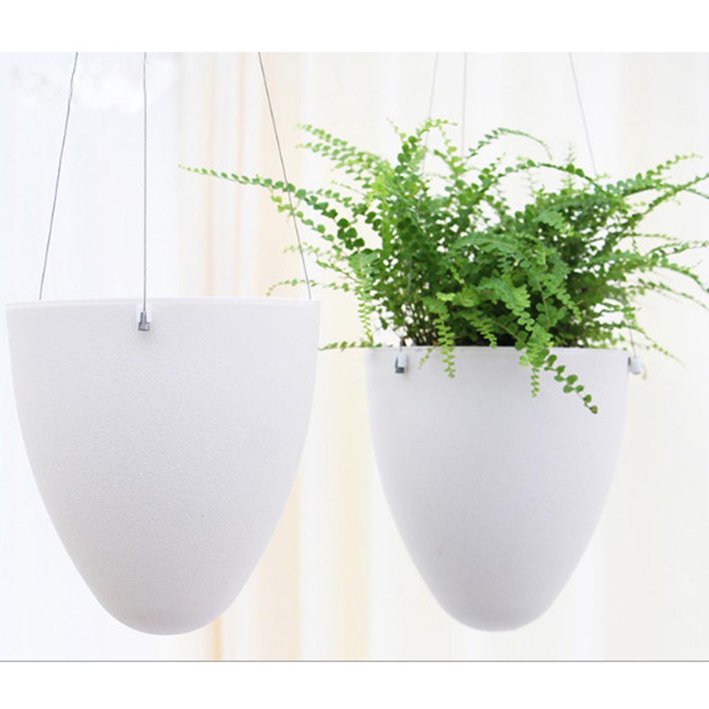 2x Hanging Self Watering Pot Flower Planter Garden Home Decoration W / Chain